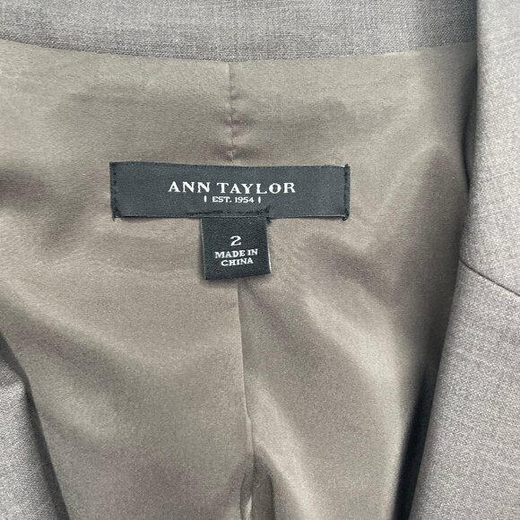 Ann Taylor Brown Virgin Wool Blend 1-Button Blazer Jacket Sz 2 Work Career - Picture 11 of 13